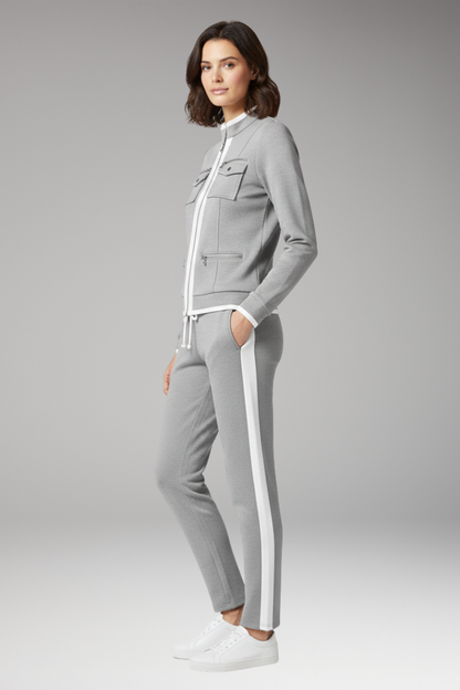 Women's 2-Piece Lounge Set Zip Contrast Trim