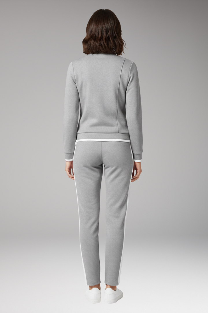 Women's 2-Piece Lounge Set Zip Contrast Trim