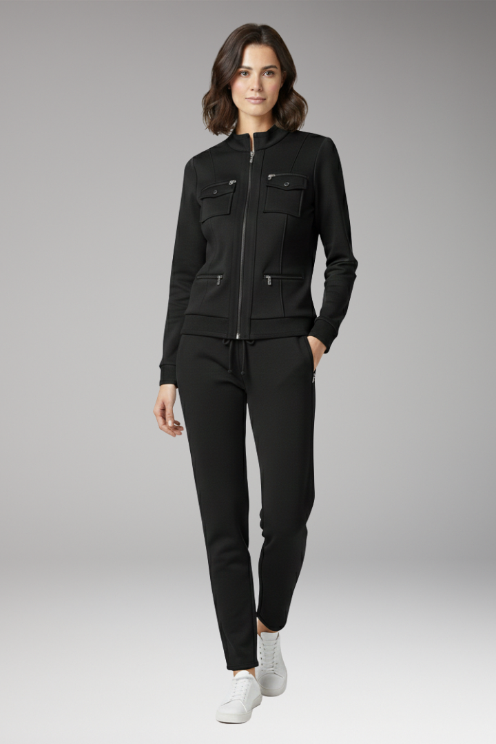Women's 2-Piece Lounge Set Zip Contrast Trim