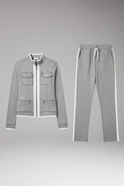 Women's 2-Piece Lounge Set Zip Contrast Trim - Vonnera