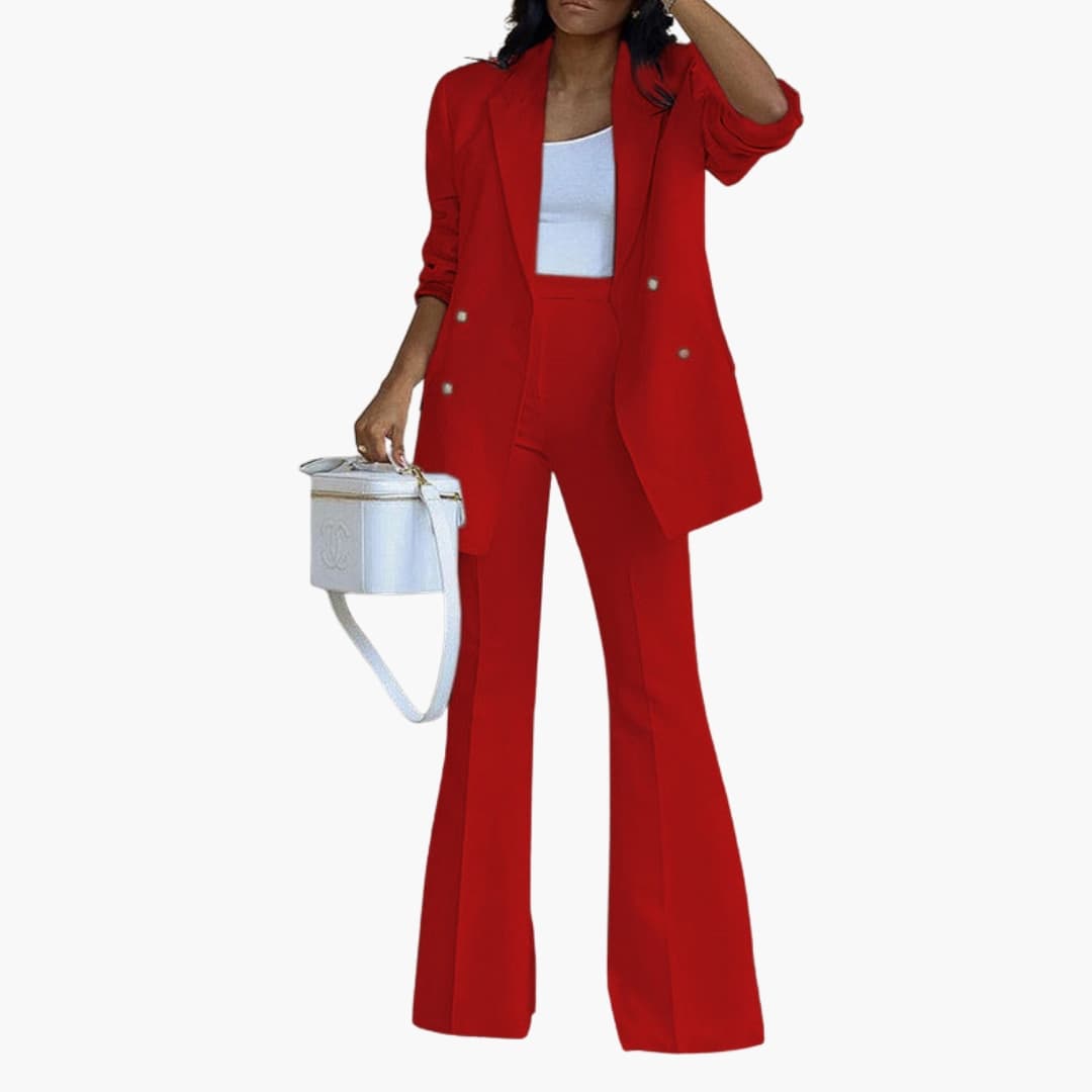Women's Two Piece Pantsuit Set Blazer and Straight Leg Pants - Vonnera
