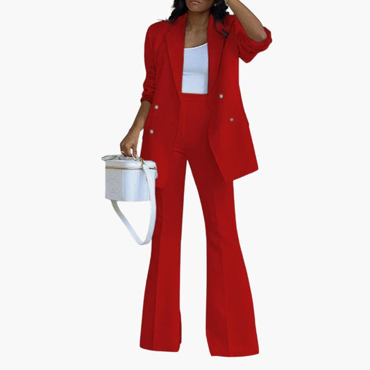 Women's Two Piece Pantsuit Set Blazer and Straight Leg Pants - Vonnera
