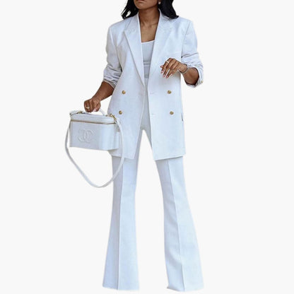 Women's Two Piece Pantsuit Set Blazer and Straight Leg Pants