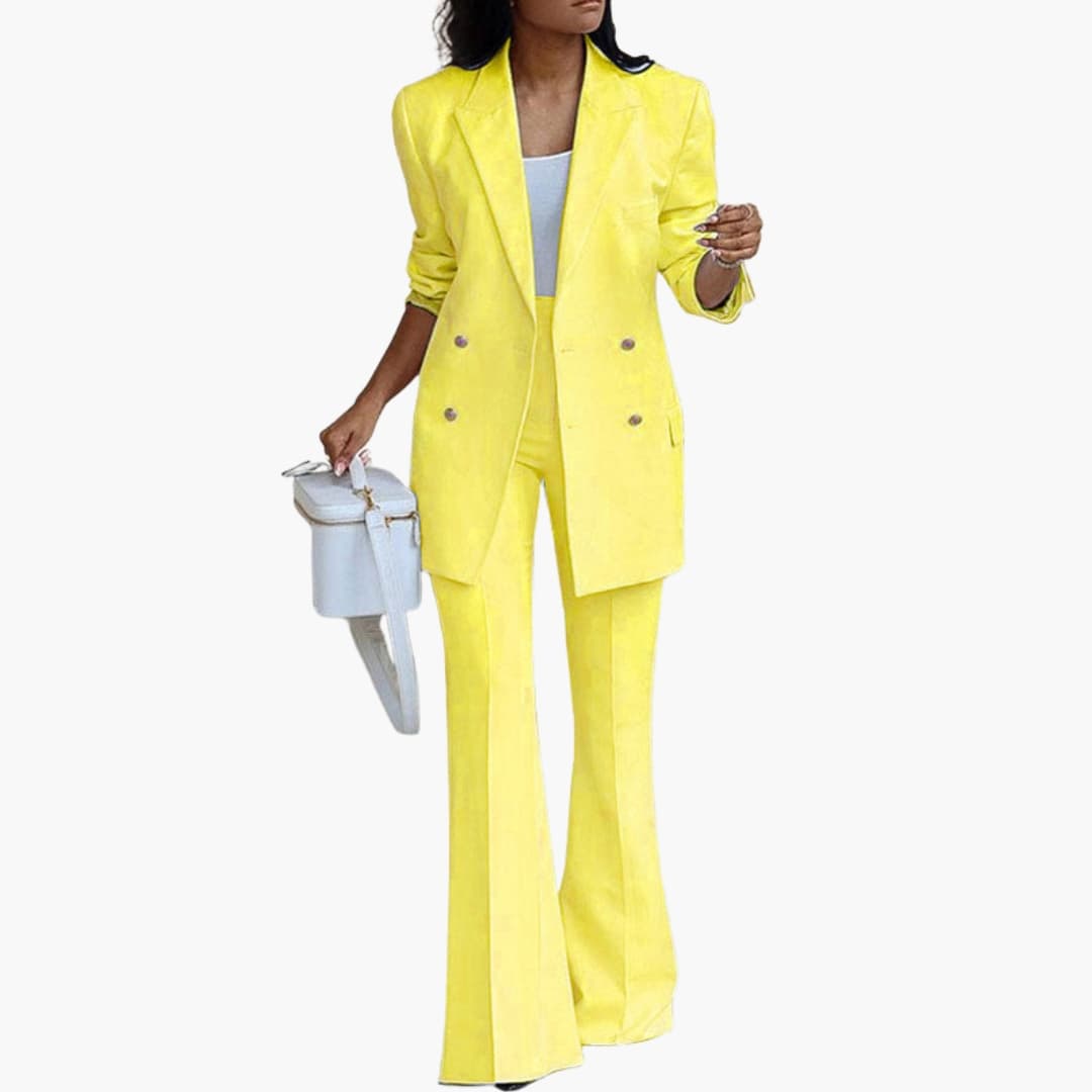 Women's Two Piece Pantsuit Set Blazer and Straight Leg Pants