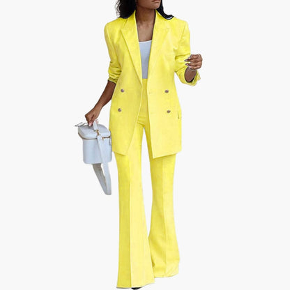 Women's Two Piece Pantsuit Set Blazer and Straight Leg Pants