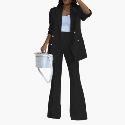 Women's Two Piece Pantsuit Set Blazer and Straight Leg Pants