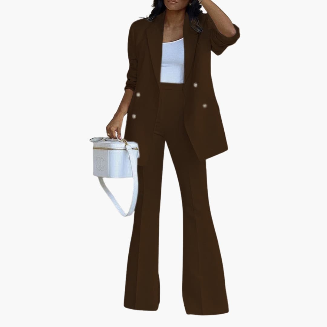 Women's Two Piece Pantsuit Set Blazer and Straight Leg Pants