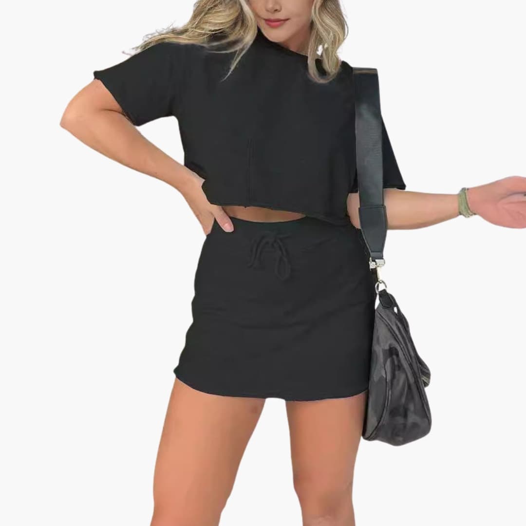 Women's Crop Drawstring Skirt Set