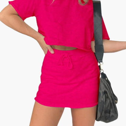 Women's Crop Drawstring Skirt Set