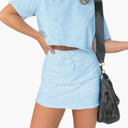 Women's Crop Drawstring Skirt Set