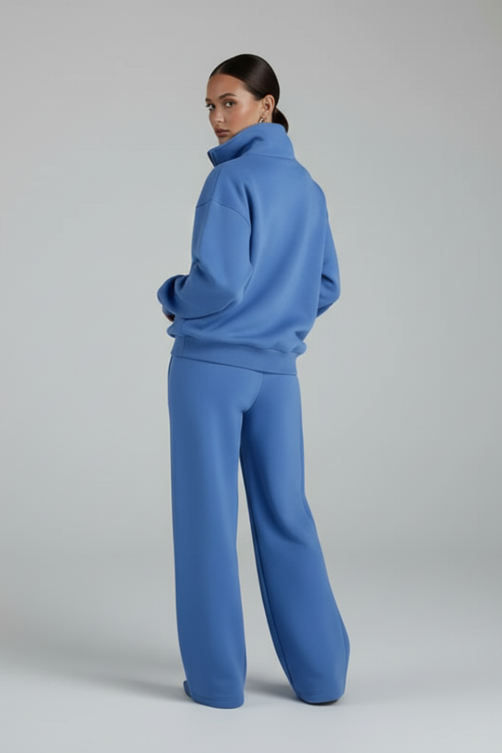 Women's Two Piece Tracksuit Half Zip Straight Leg Pants