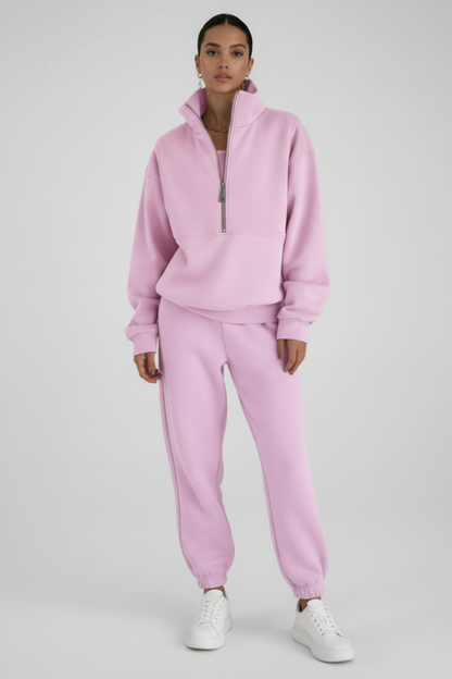 Women's Two Piece Tracksuit Half Zip Straight Leg Pants