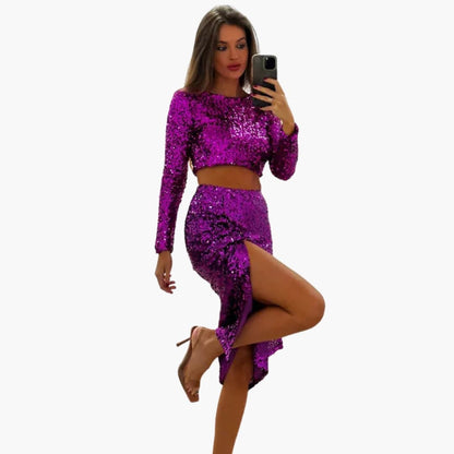 Women's Sequin Mini Skirt Set