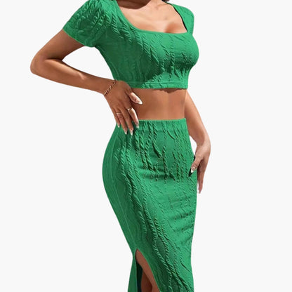 Women's Square Neck Maxi Skirt Set - Vonnera