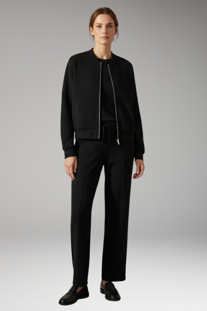 Women's 2 Piece Suit Zip Jacket Straight Leg Trousers