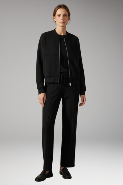Women's 2 Piece Suit Zip Jacket Straight Leg Trousers