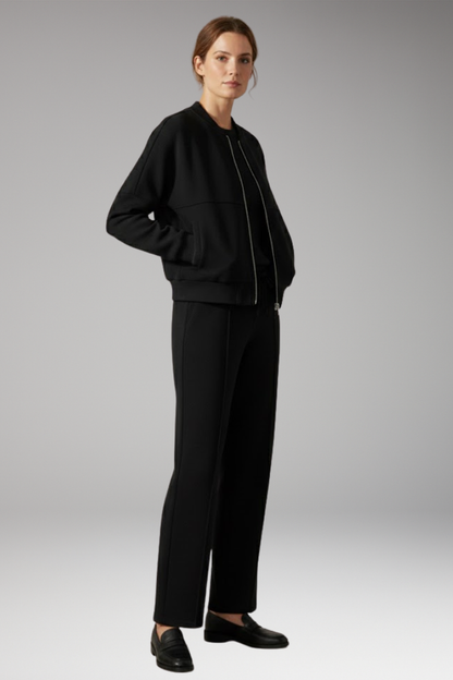 Women's 2 Piece Suit Zip Jacket Straight Leg Trousers