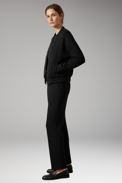 Women's 2 Piece Suit Zip Jacket Straight Leg Trousers