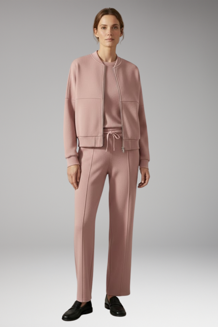 Women's 2 Piece Suit Zip Jacket Straight Leg Trousers