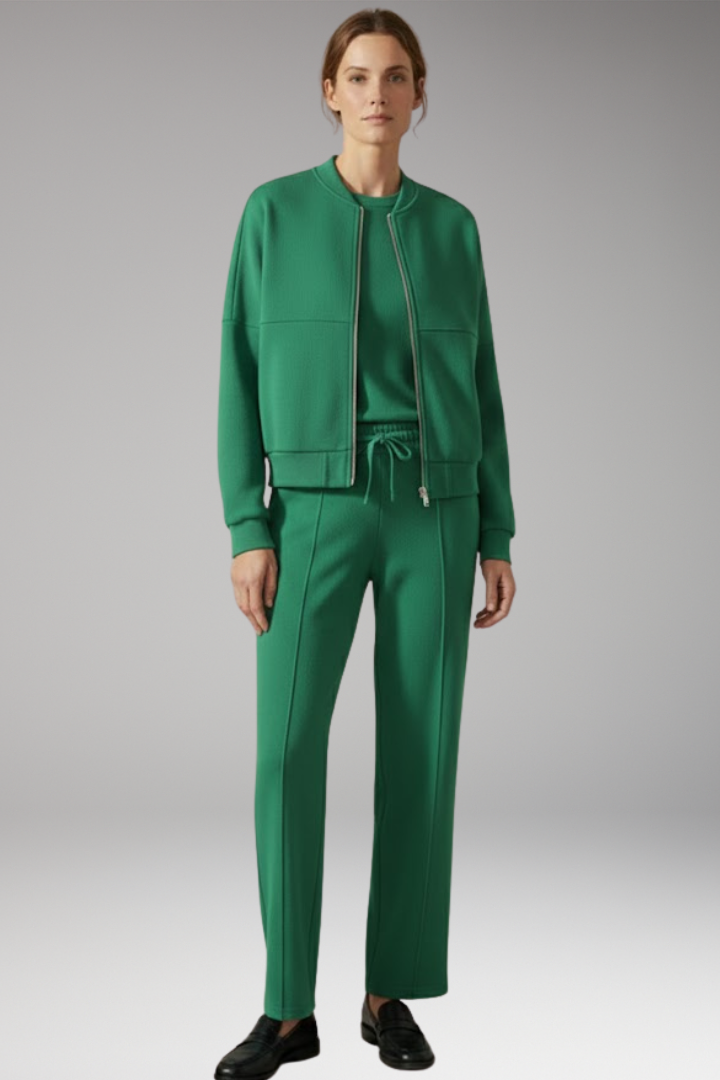 Women's 2 Piece Suit Zip Jacket Straight Leg Trousers