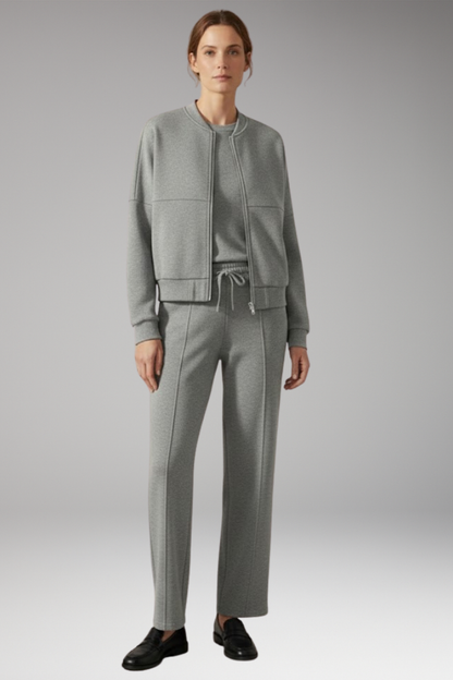 Women's 2 Piece Suit Zip Jacket Straight Leg Trousers