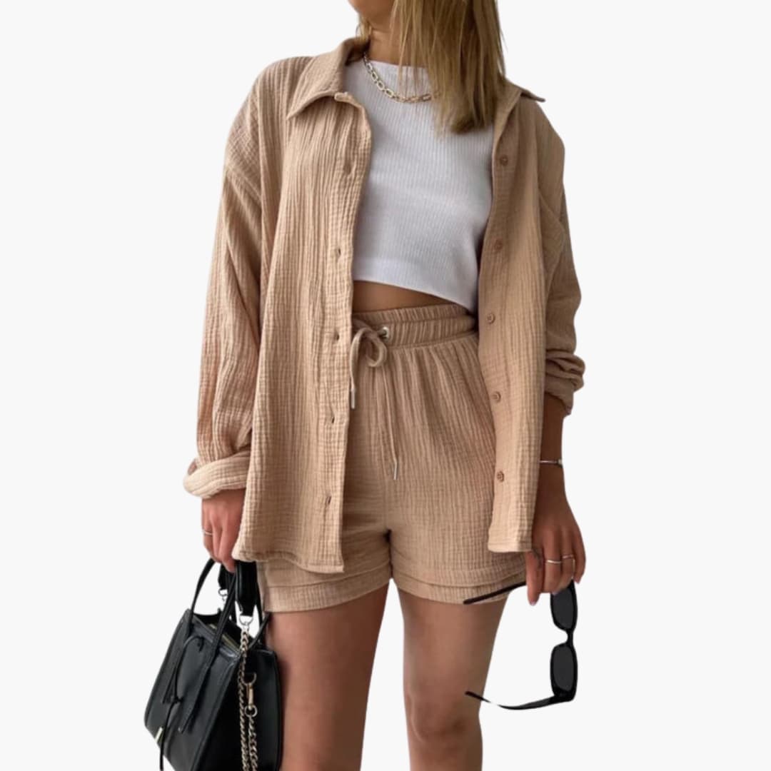 Women's Short Sleeve Shorts Set - Vonnera
