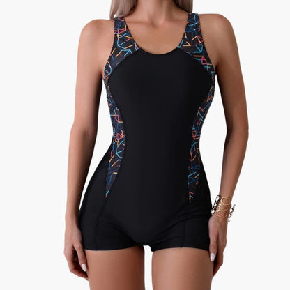 Women's Sleeveless Round Neck Swimsuit Shorts Set