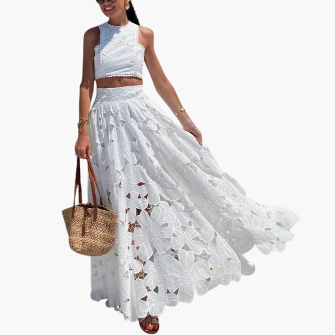 Women's 2 Piece Crop Maxi Dress - Vonnera