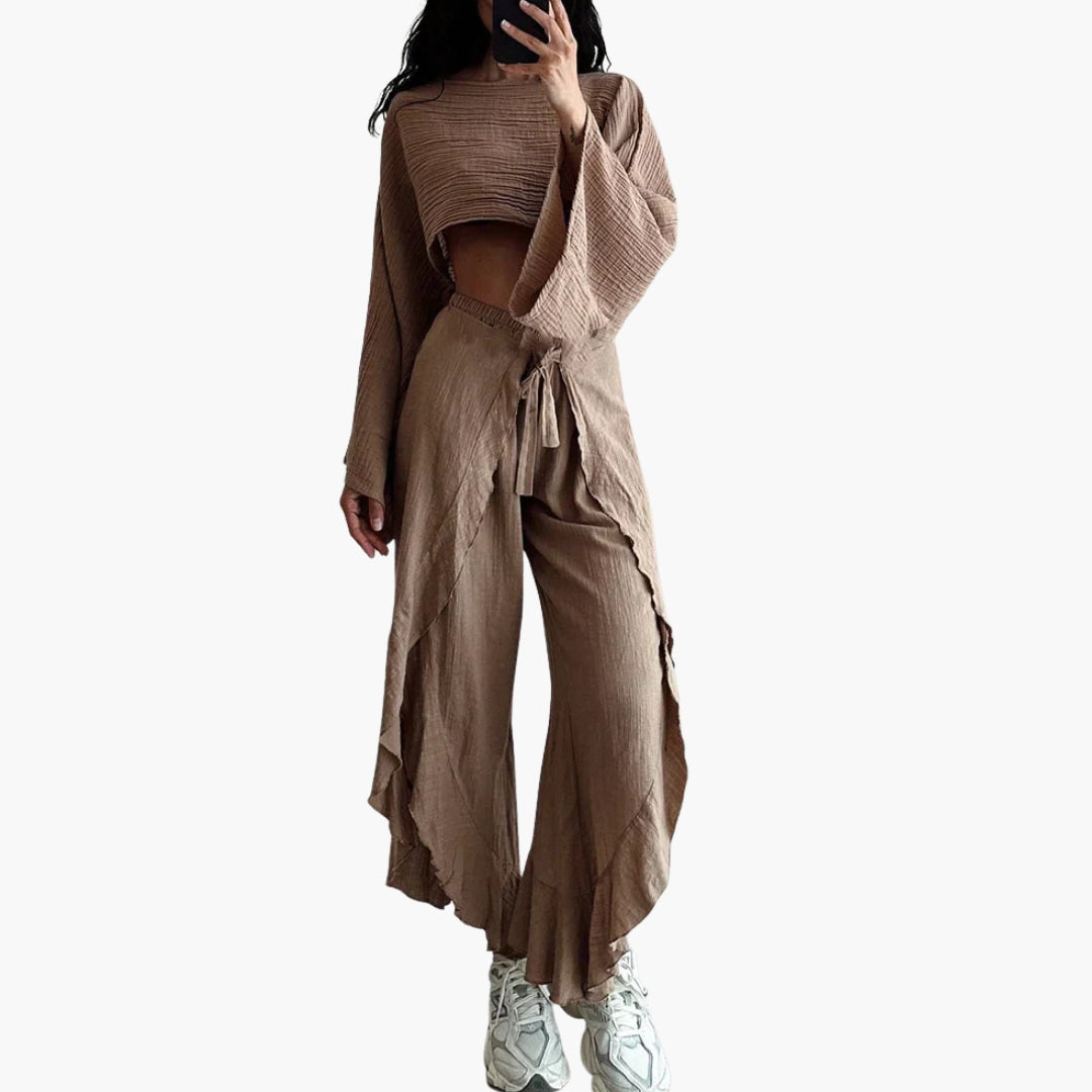 Women's 2 Piece Set Tie Slit Pants - Vonnera
