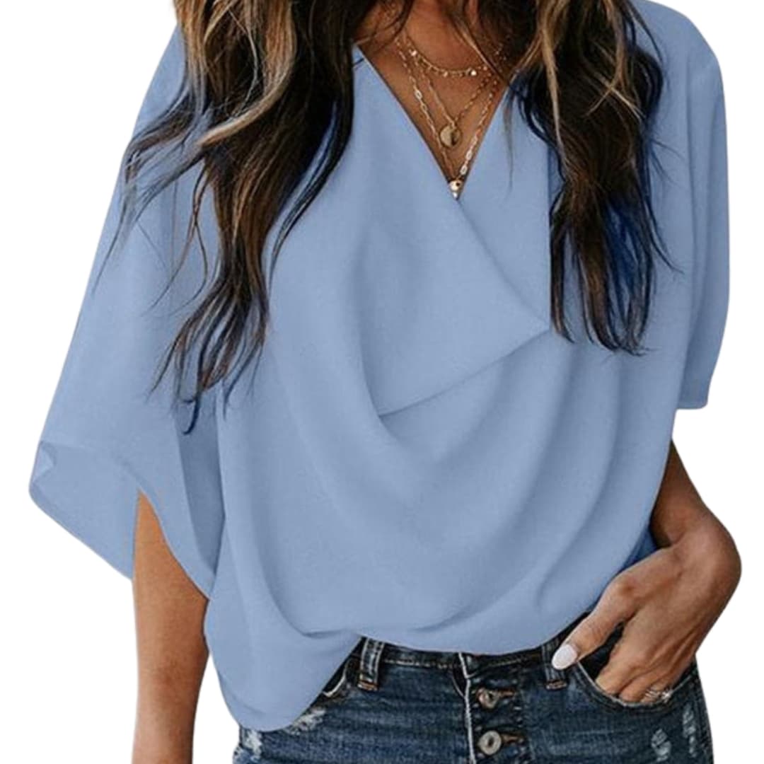Women's V-Neck Batwing Sleeve Blouse