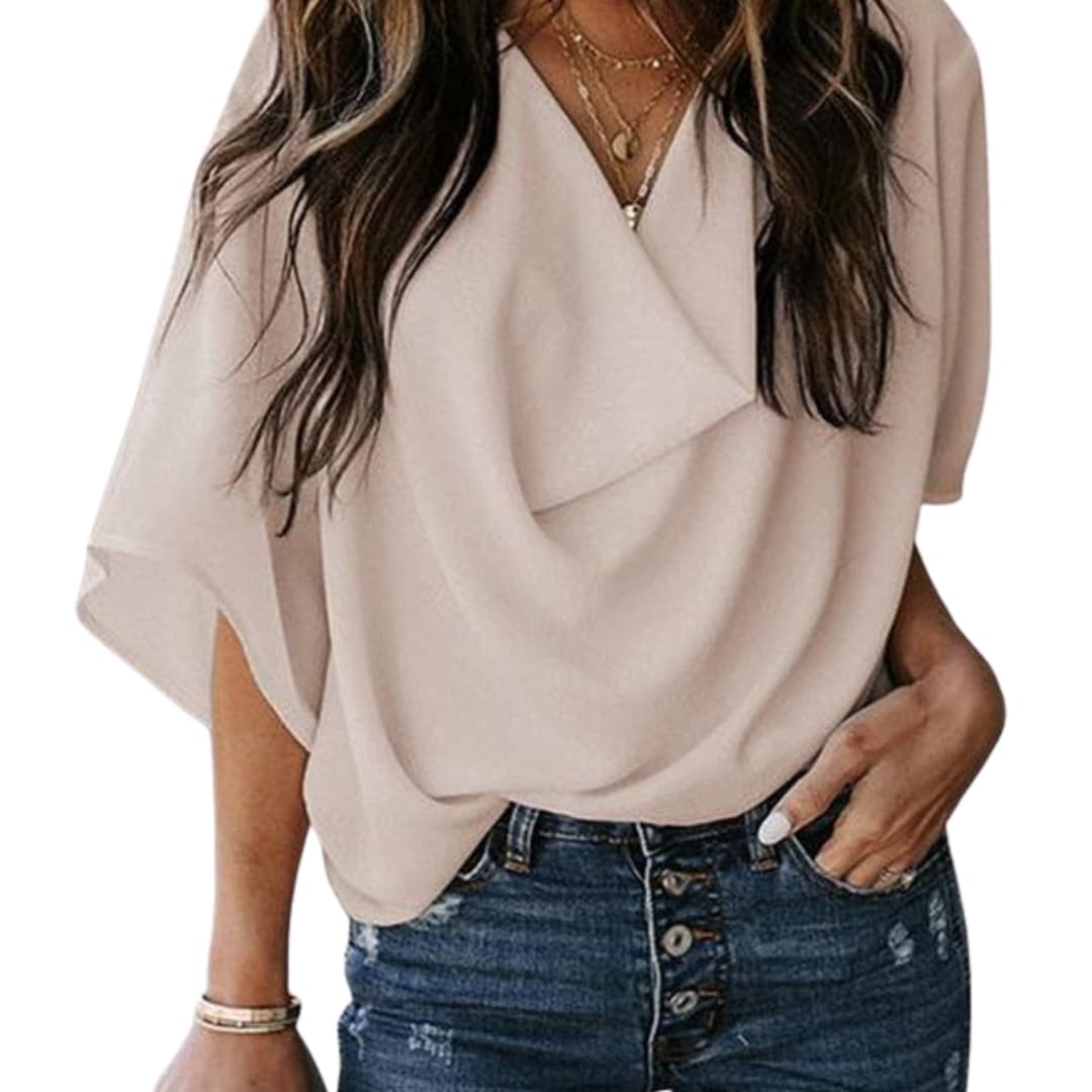 Women's V-Neck Batwing Sleeve Blouse