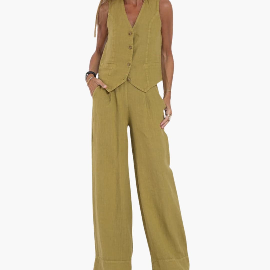 Women's Two-Piece V-Neck Vest And Trousers Set