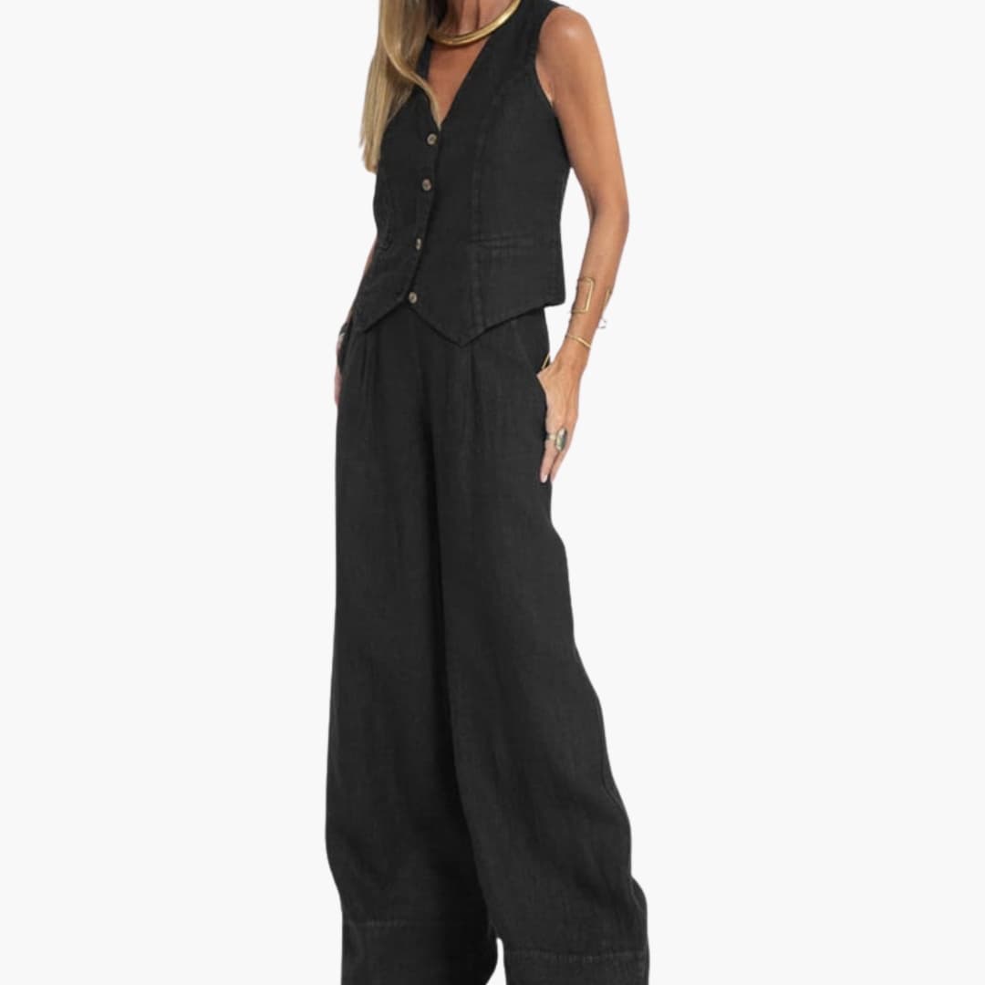Women's Two-Piece V-Neck Vest And Trousers Set