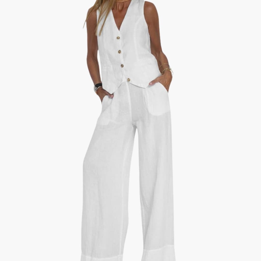Women's Two-Piece V-Neck Vest And Trousers Set