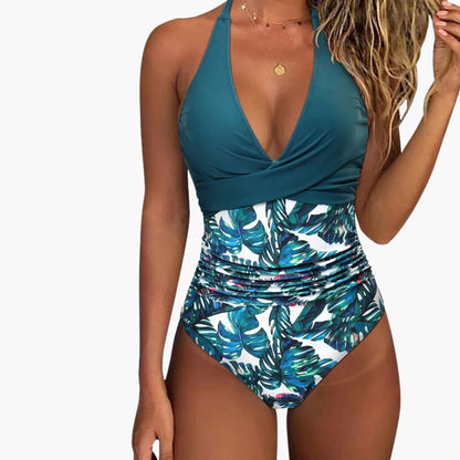 Women's V-Neck One-Piece Swimsuit Full Coverage Stretch - Vonnera