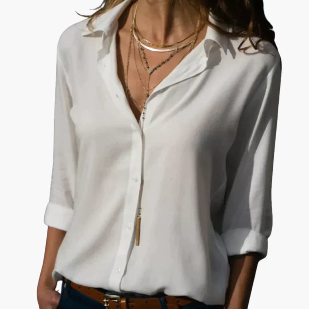 Women's V-Neck Long Sleeve Satin Blouse