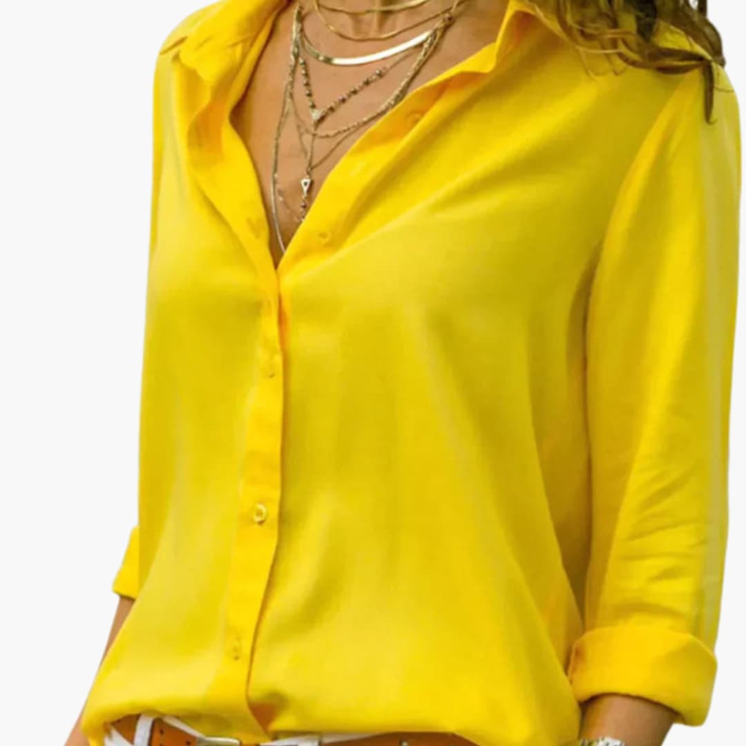 Women's V-Neck Long Sleeve Satin Blouse