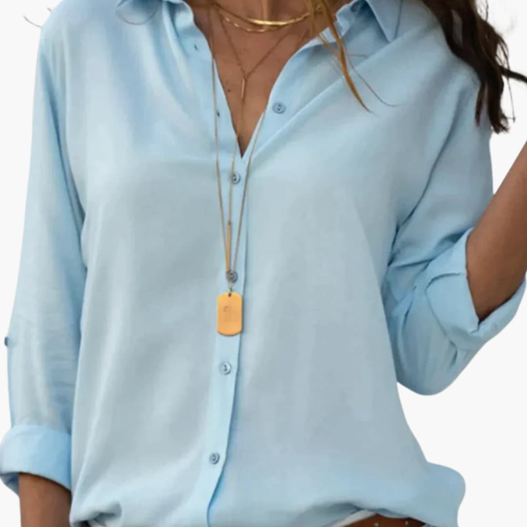 Women's V-Neck Long Sleeve Satin Blouse