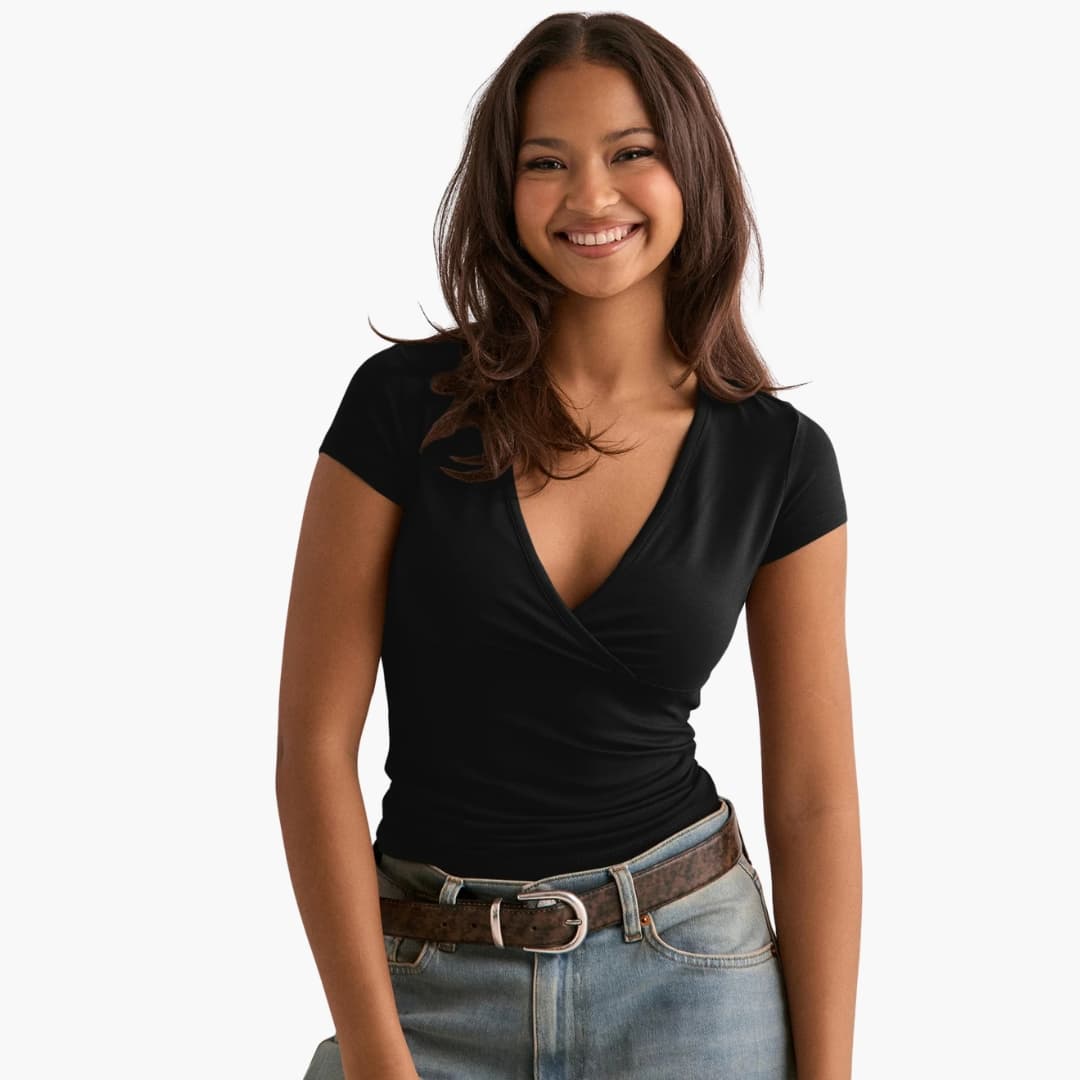 Women's Short Sleeve V-Neck T-Shirt Plain White