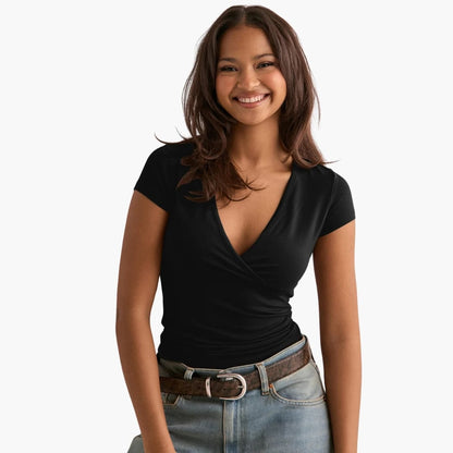 Women's Short Sleeve V-Neck T-Shirt Plain White