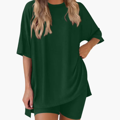 Women's Two-Piece V-Neck And Shorts Set