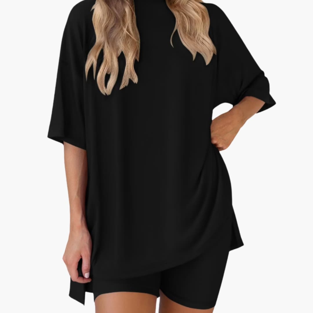 Women's Two-Piece V-Neck And Shorts Set