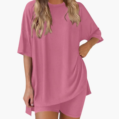 Women's Two-Piece V-Neck And Shorts Set