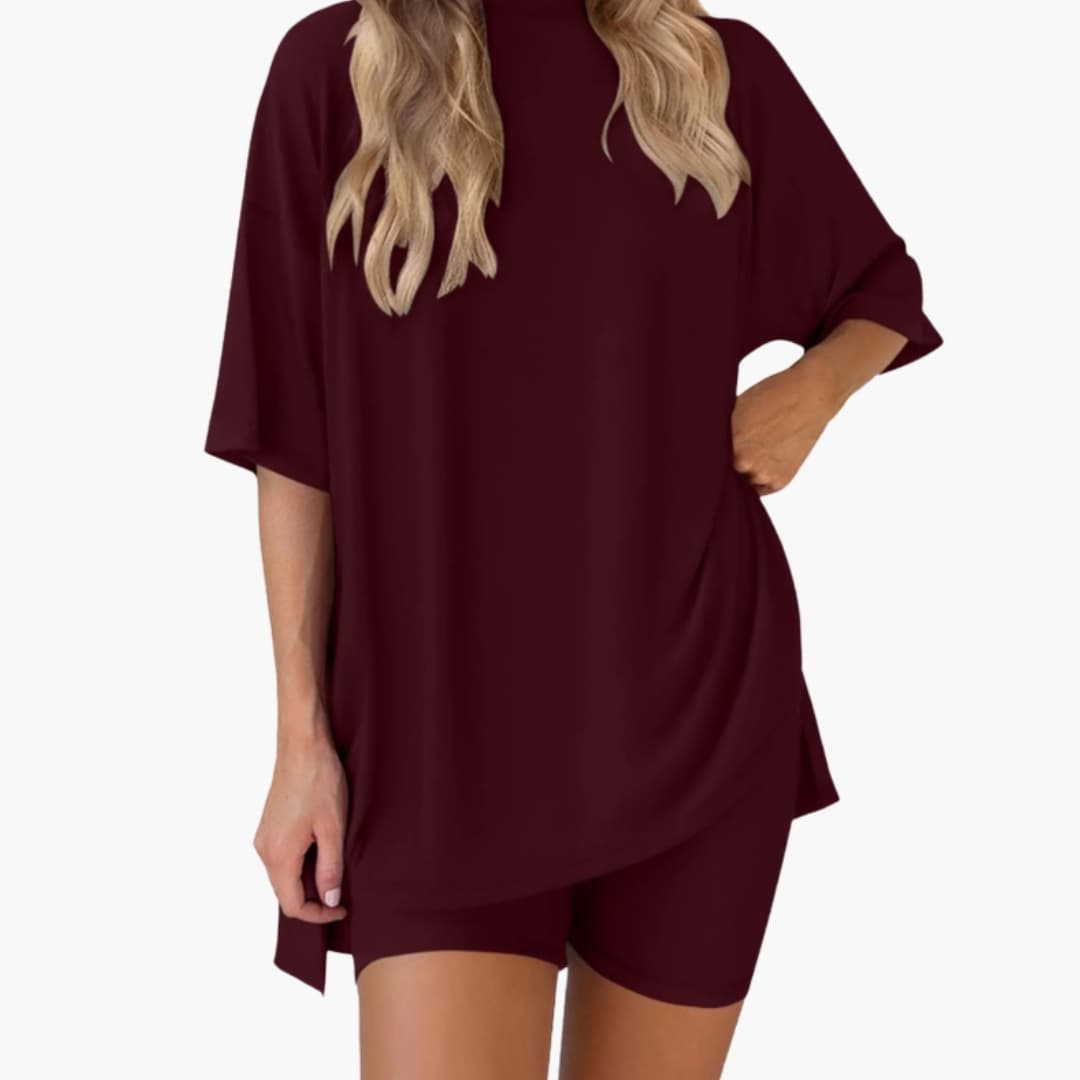 Women's Two-Piece V-Neck And Shorts Set