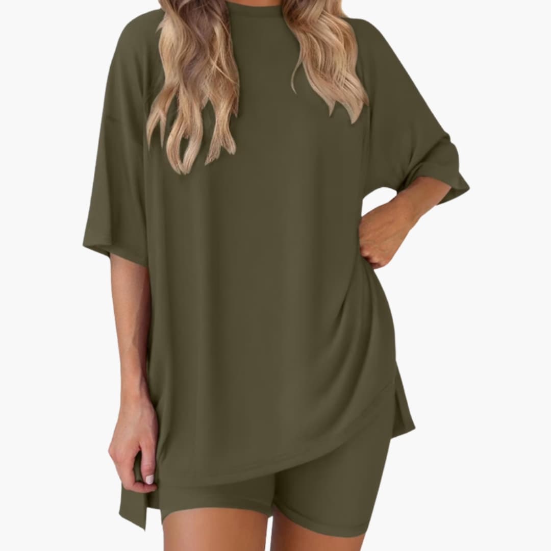 Women's Two-Piece V-Neck And Shorts Set