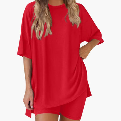 Women's Two-Piece V-Neck And Shorts Set