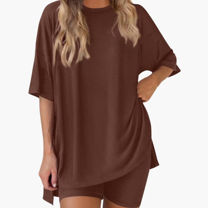 Women's Two-Piece V-Neck And Shorts Set