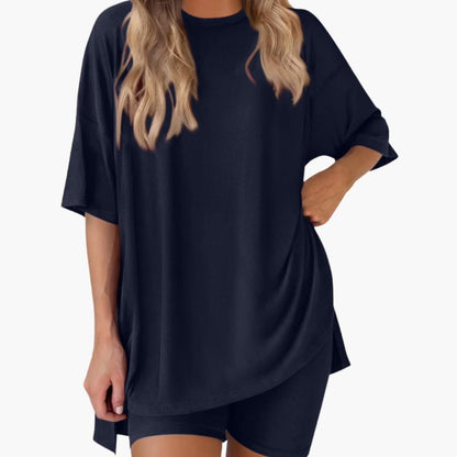 Women's Two-Piece V-Neck And Shorts Set