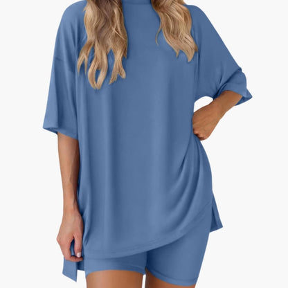 Women's Two-Piece V-Neck And Shorts Set