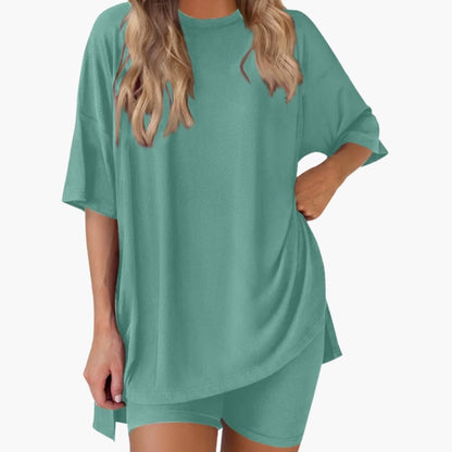 Women's Two-Piece V-Neck And Shorts Set